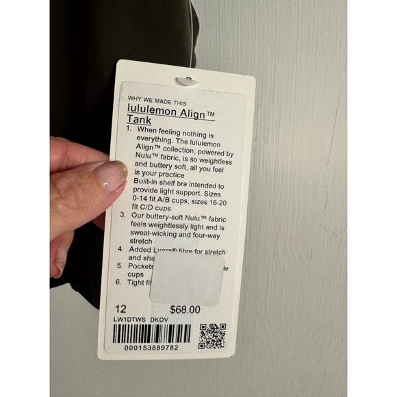 NEW NWT LULULEMON ALIGN TANK WOMENS IN DARK OLIVE SZ 12 - Picture 3 of 4